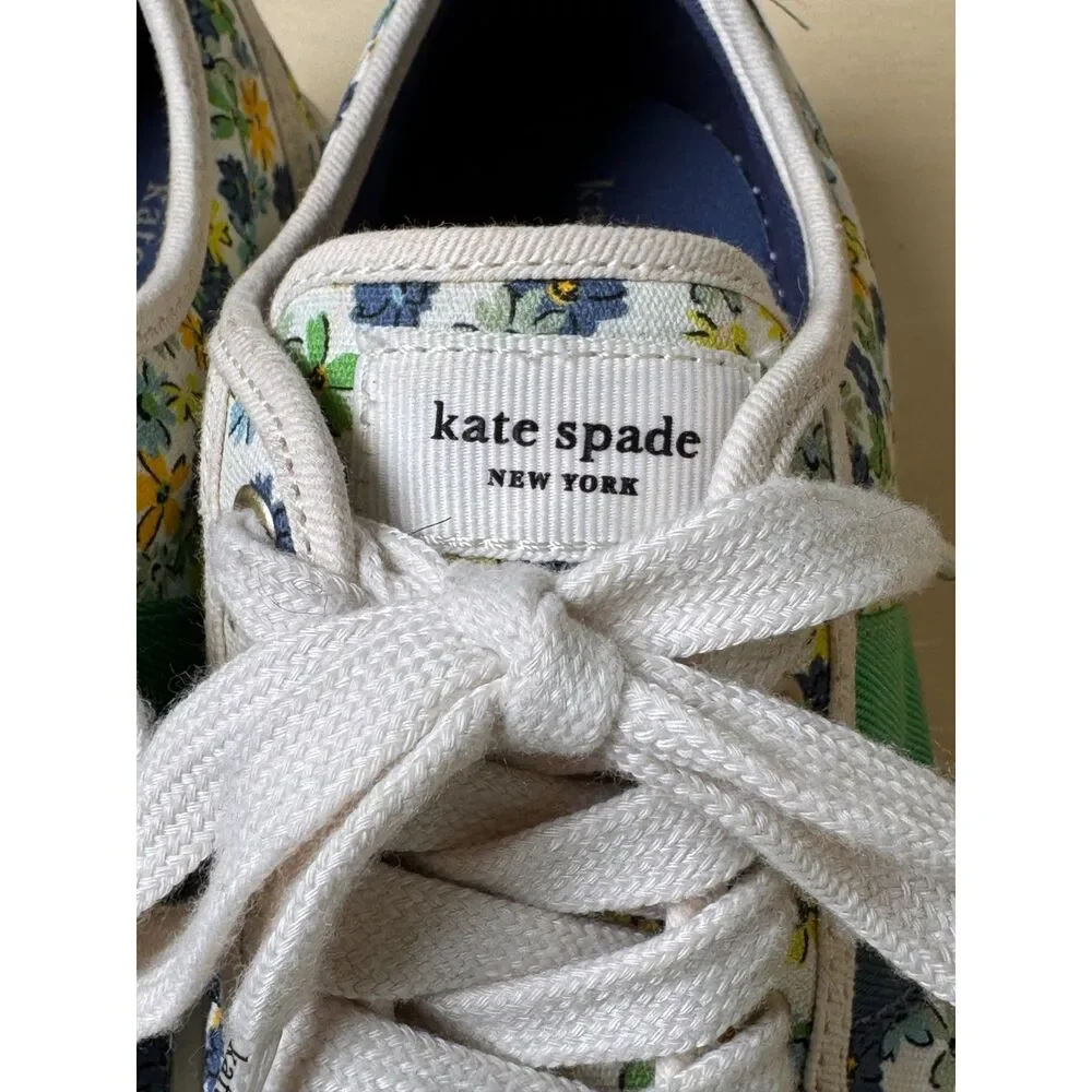 Kate Spade New York Izzy Canvas Floral Lace Up Sneakers Womens 5B Preppy Cottage